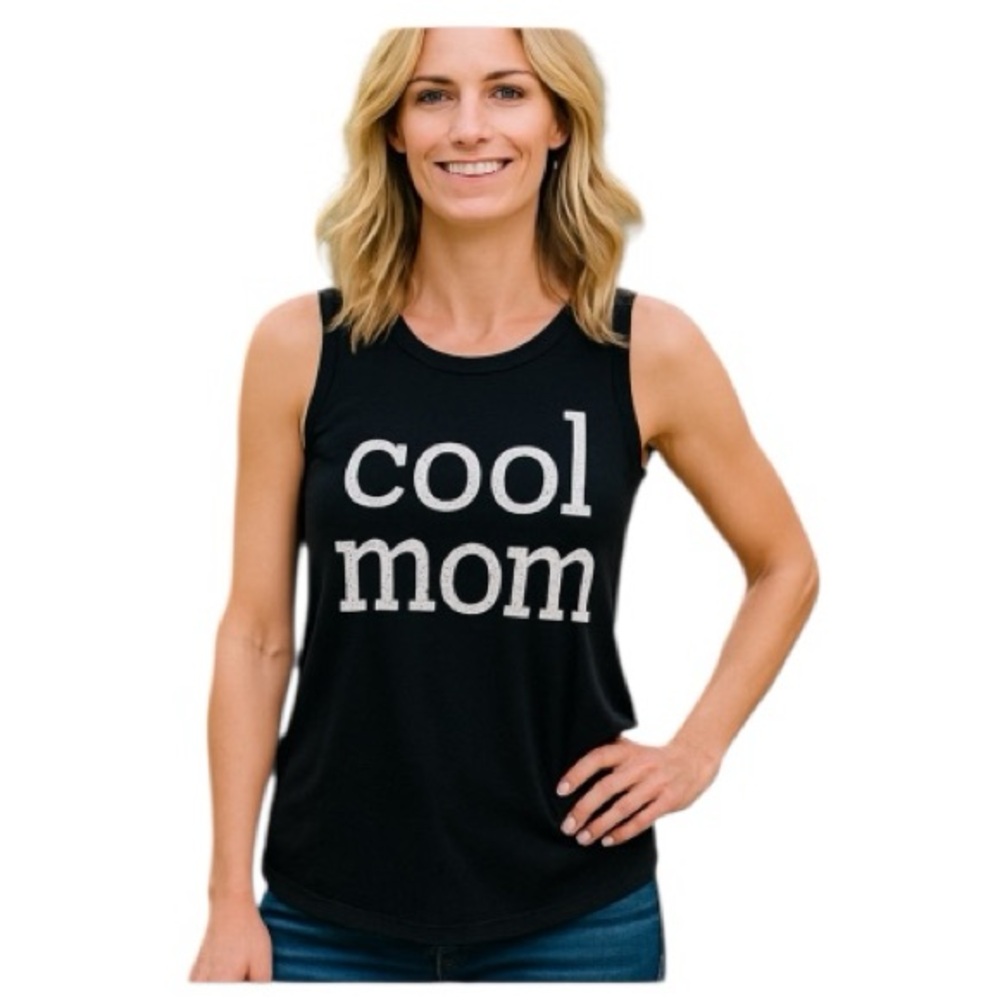 Hello Gorgeous Cool Mom Black Soft Tank Size Small Casual Graphic T-Shirt
